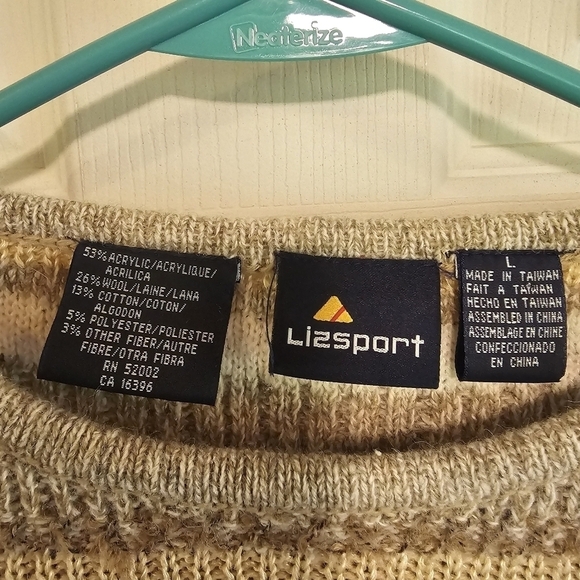 Vintage Crochet Criss Cross Yarn Wool Blend Lizsport Sweater - Picture 3 of 5